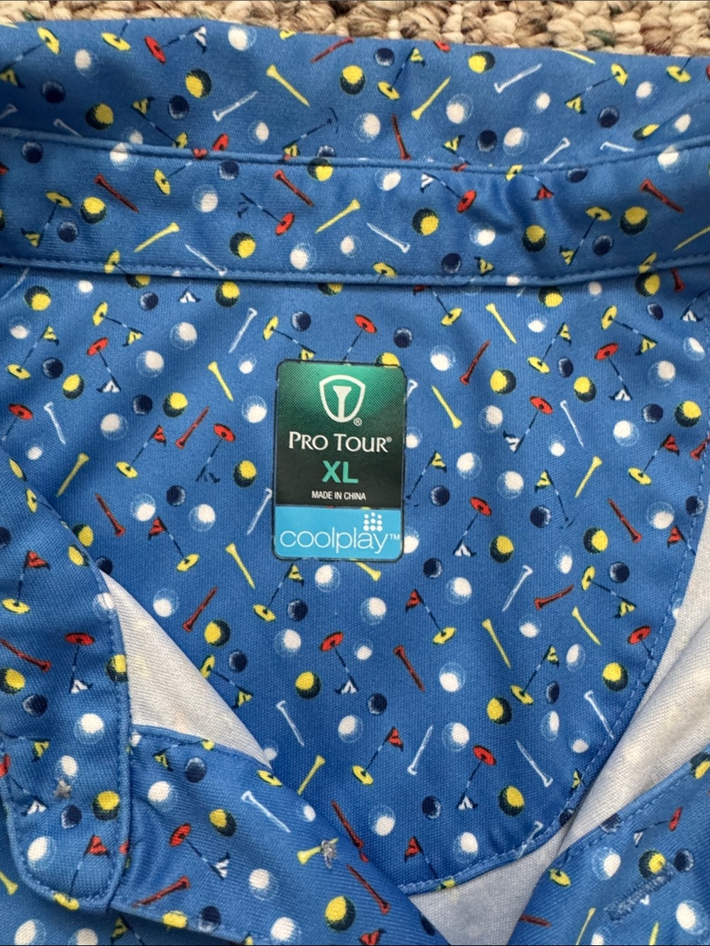 Men's Blue Printed Polo gold Shirt - Picture 2 of 3